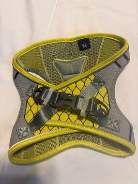Reflective Gray and Yellow Mesh Dog Harness - XL
